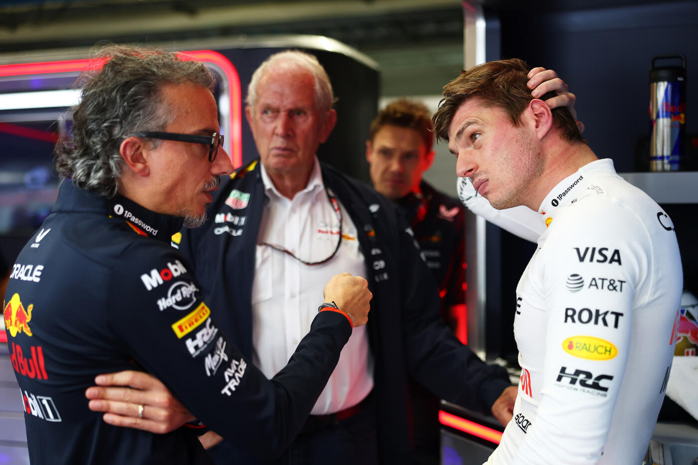 Laurent Mekies, Max Verstappen en Helmut Marko - F1 Grand Prix van Qatar 2025