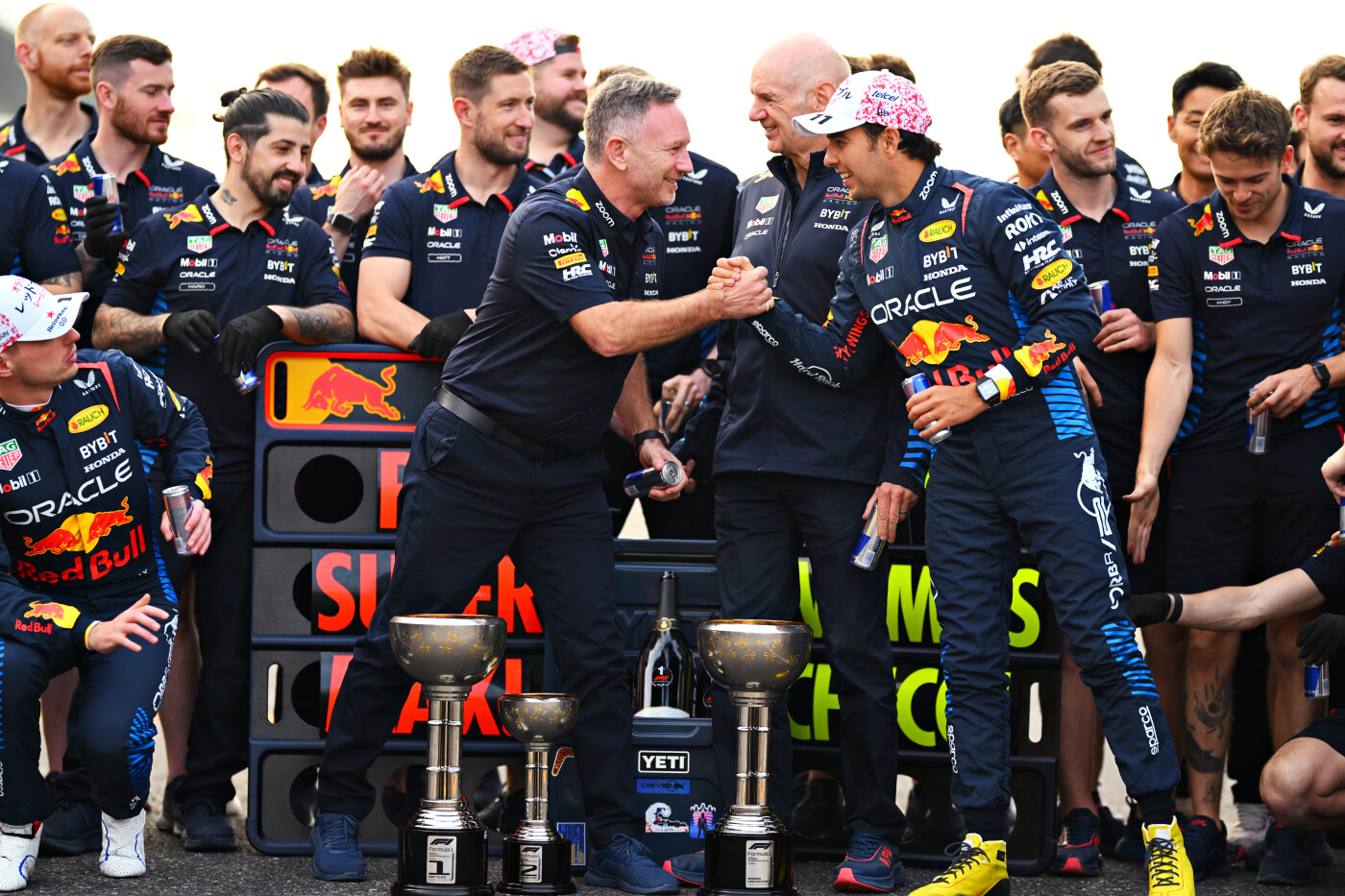 Sergio Pérez en Christian Horner Grand Prix van Japan 2024