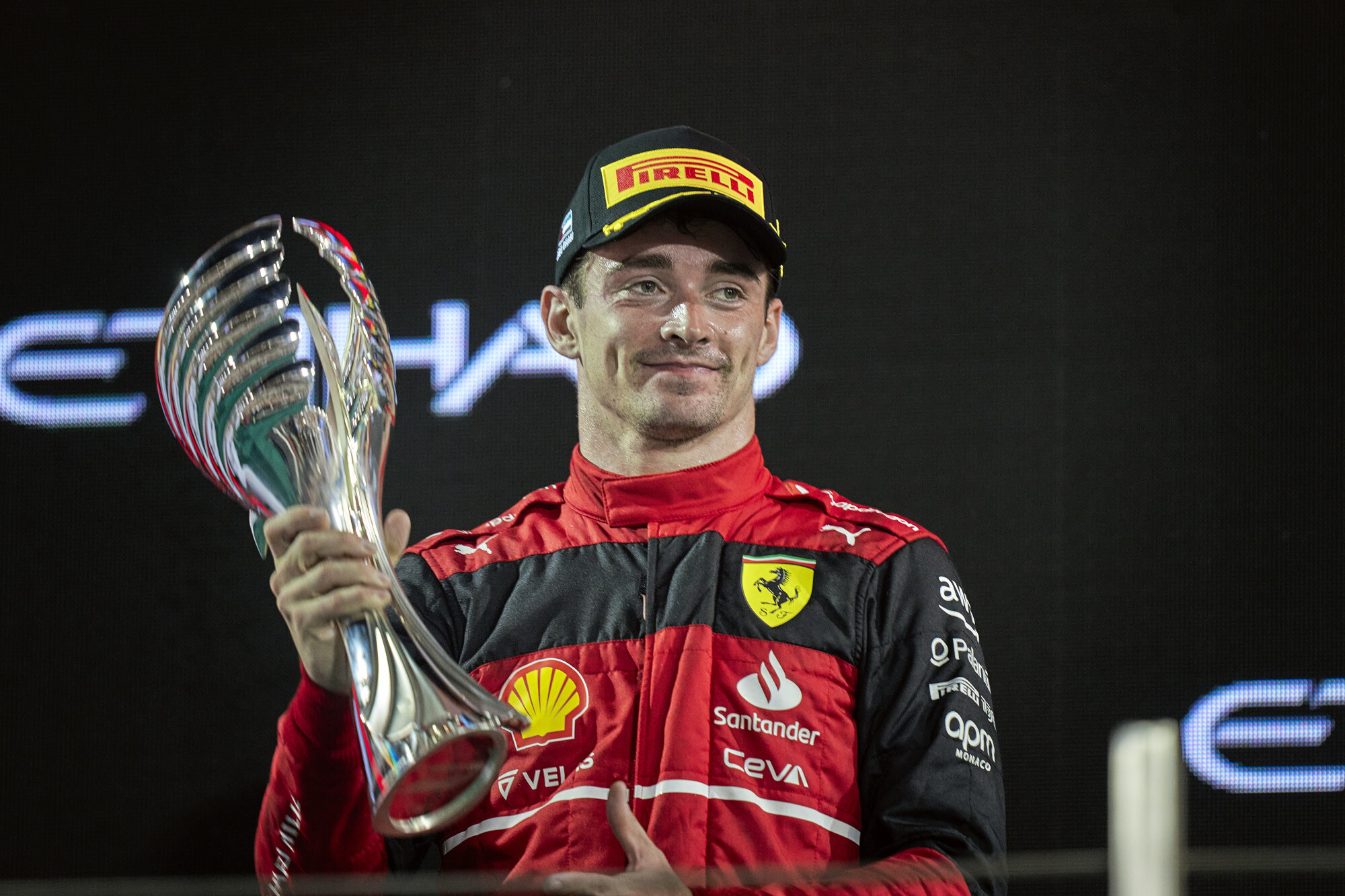 Leclerc podium Abu Dhabi