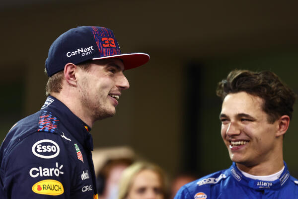 Max Verstappen en Lando Norris na kwalificatie Grand Prix Abu Dhabi 2021
