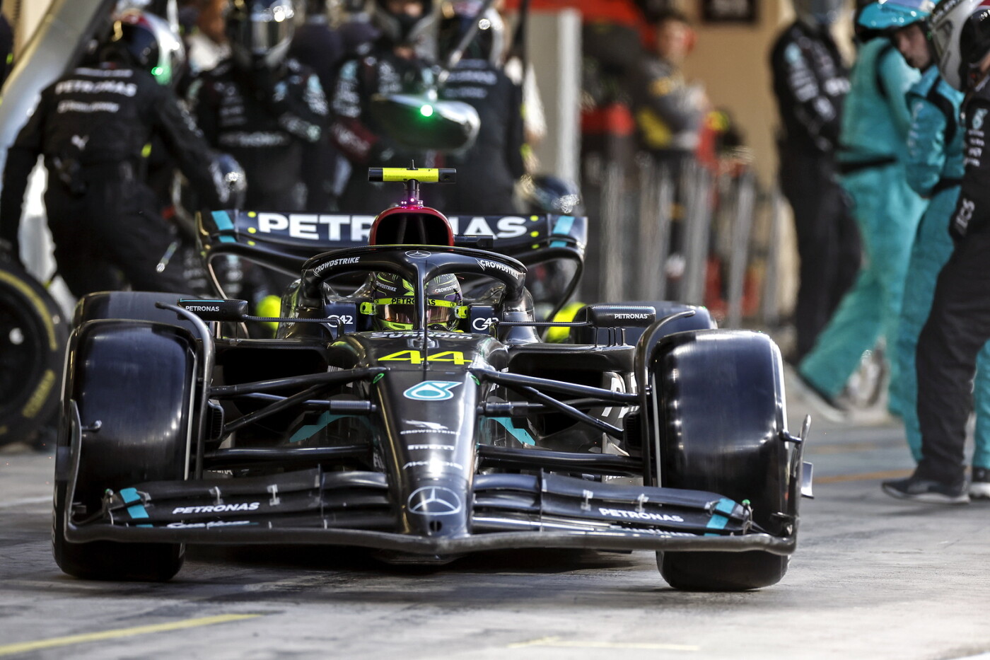 Lewis Hamilton Mercedes-auto in Abu Dhabi