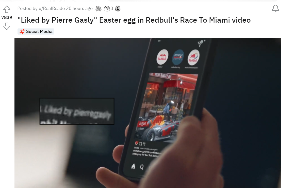 Like van Pierre Gasly in Red Bull Race to Miami video