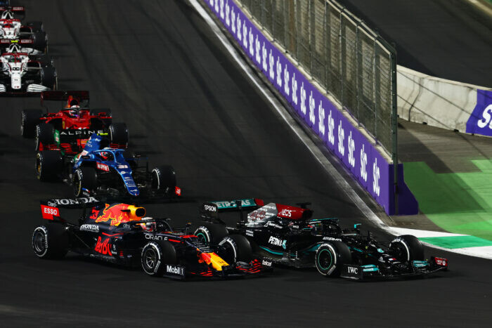 Max Verstappen / Lewis Hamilton / Jeddah / Saoedi-ArabiÃ« / 2021